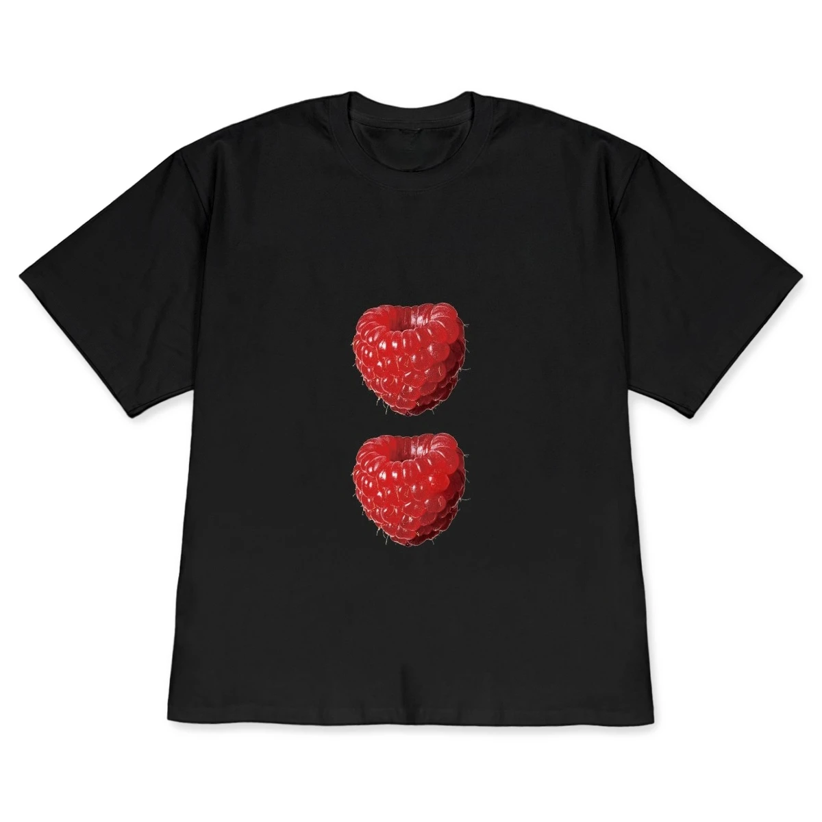 Kawaii Fruit Print Short-Sleeve T-shirt Cute Double Red Berry Casual White Top Aesthetic Minimalist Crew Neck Tee for Women Men