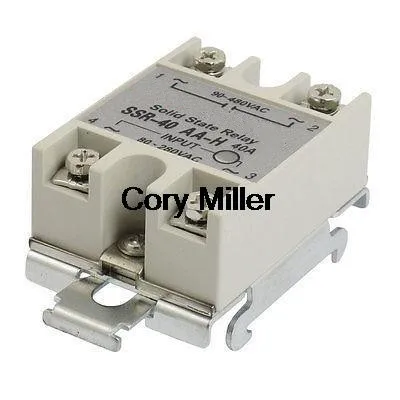 35mm DIN Rail Mount AC Control 40A Solid State Relay SSR SSR-40AA-H 80-280V