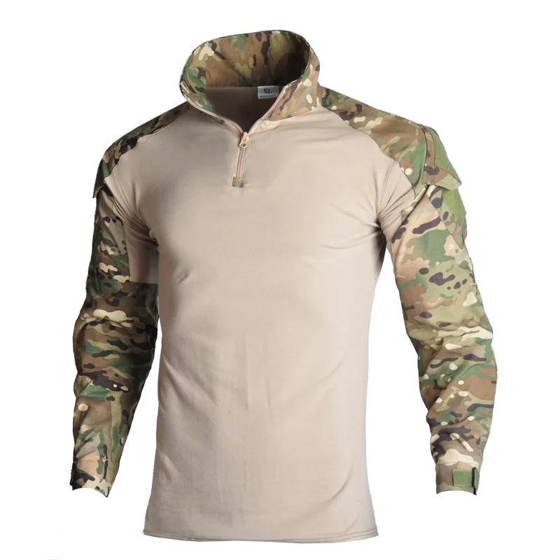 

Men's outdoor combat T-shirt, tactical top, multi-terrain camouflage, hunting tactical shirt