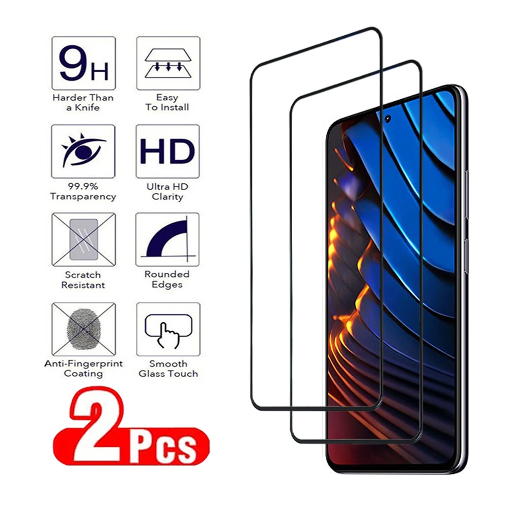 2Pcs Protector For Xiaomi Mi Poco X3 X4 X5 Pro M3 M4 M5 M6 Pro 4G 5G Tempered Glass For Xiaomi Poco M5S X3 X4 GT NTC Screen Film