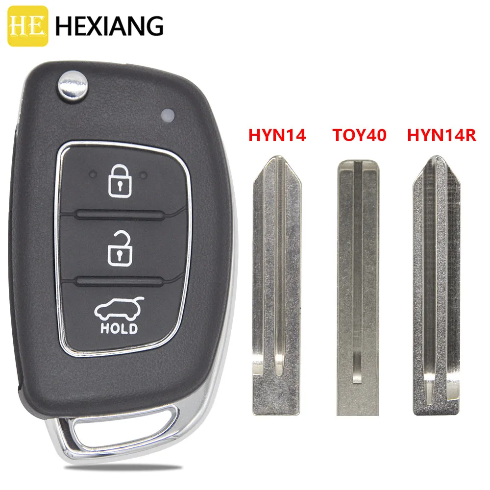 HE Flip Car Key Shell Case HYN14/TOY40/HYN14R For Hyundai Verna Tucson Solaris Sonata Ix25 I30 Ix35 I40 ix45 Elantra Santa Fe