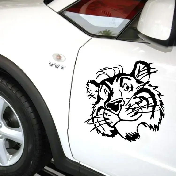 Car Stickers Personalized Tiger Hat Car Stickers Car Decoration Decals Creative Sunscreen Waterproof Black and White, 30cm*29cm