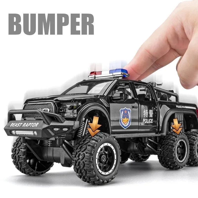 1/28 Alloy Car Modified Off-Road Vehicles Model Diecast Metal Toy Police Vehicle Car Model Collection for Ford Raptor F150 Gift