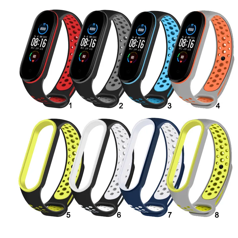 

Подходит для Xiaomi Mi Band 5 6 7 Miband 4 3, мягкий силиконовый спортивный ремешок