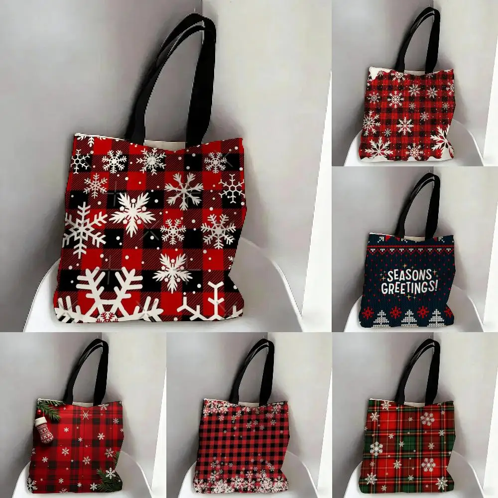 Snowflake-themed winter home decor pictures Storage Bags Tote Bag Travel Summer Beach Shoulder Bag Reusable Grocery Shopping Bag
