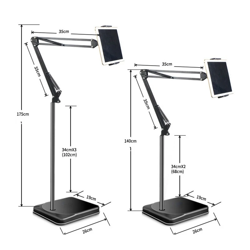 접이식 긴 팔 바닥 태블릿 폰 스탠드 홀더, 5-13 인치 아이폰 아이패드 에어 프로 12.9 라운저 침대 마운트, 신제품