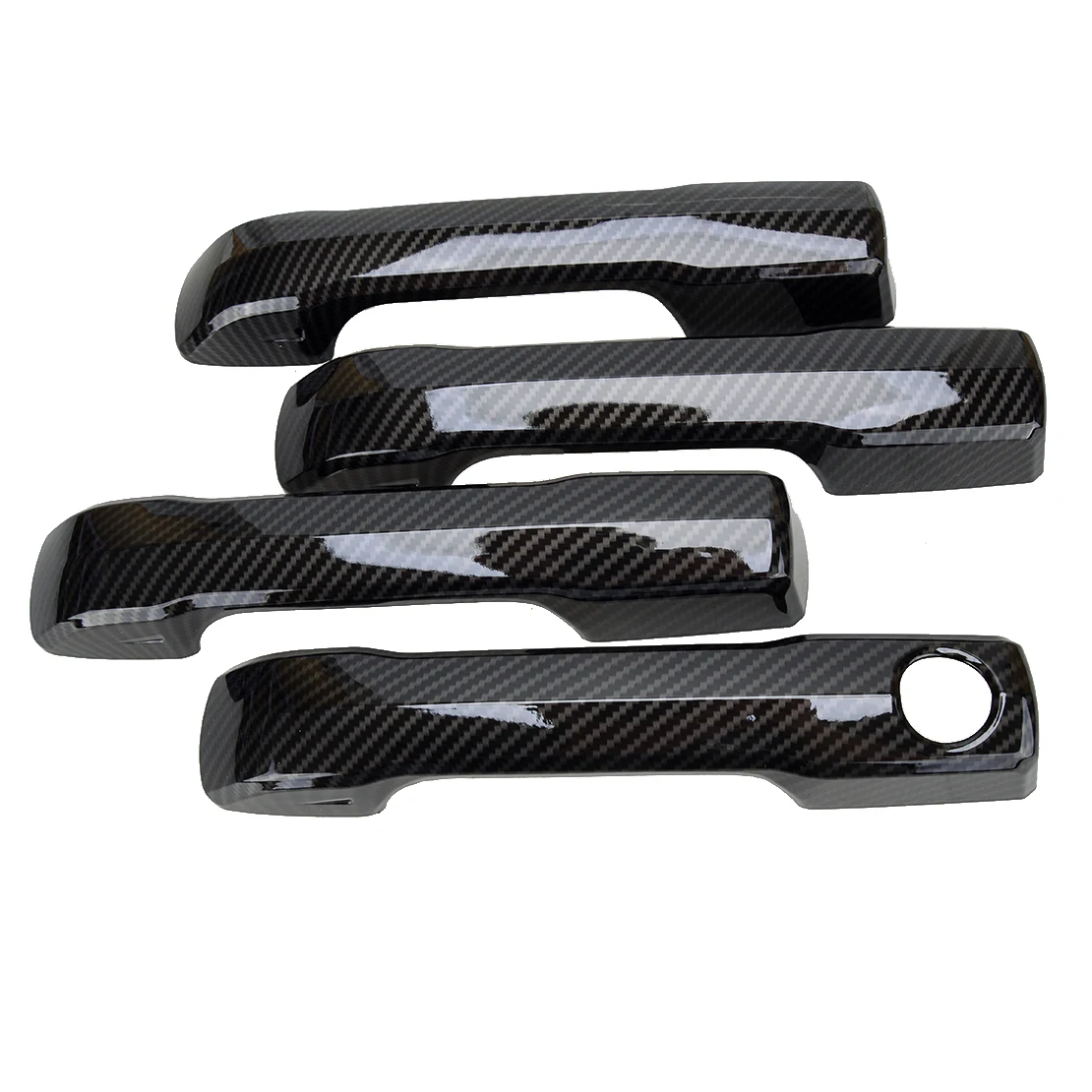 

1 Set Car Outer Door Handle Cover Trim Frame Fit for Toyota Tundra 2022 Black Carbon Fiber Style ABS