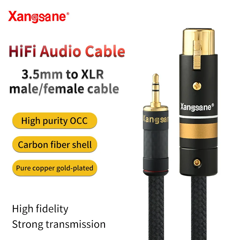 Xangsane 5NOCC 3.5mm to XLR male female audio cable computer laptop microphone speaker cable balance conversion cable