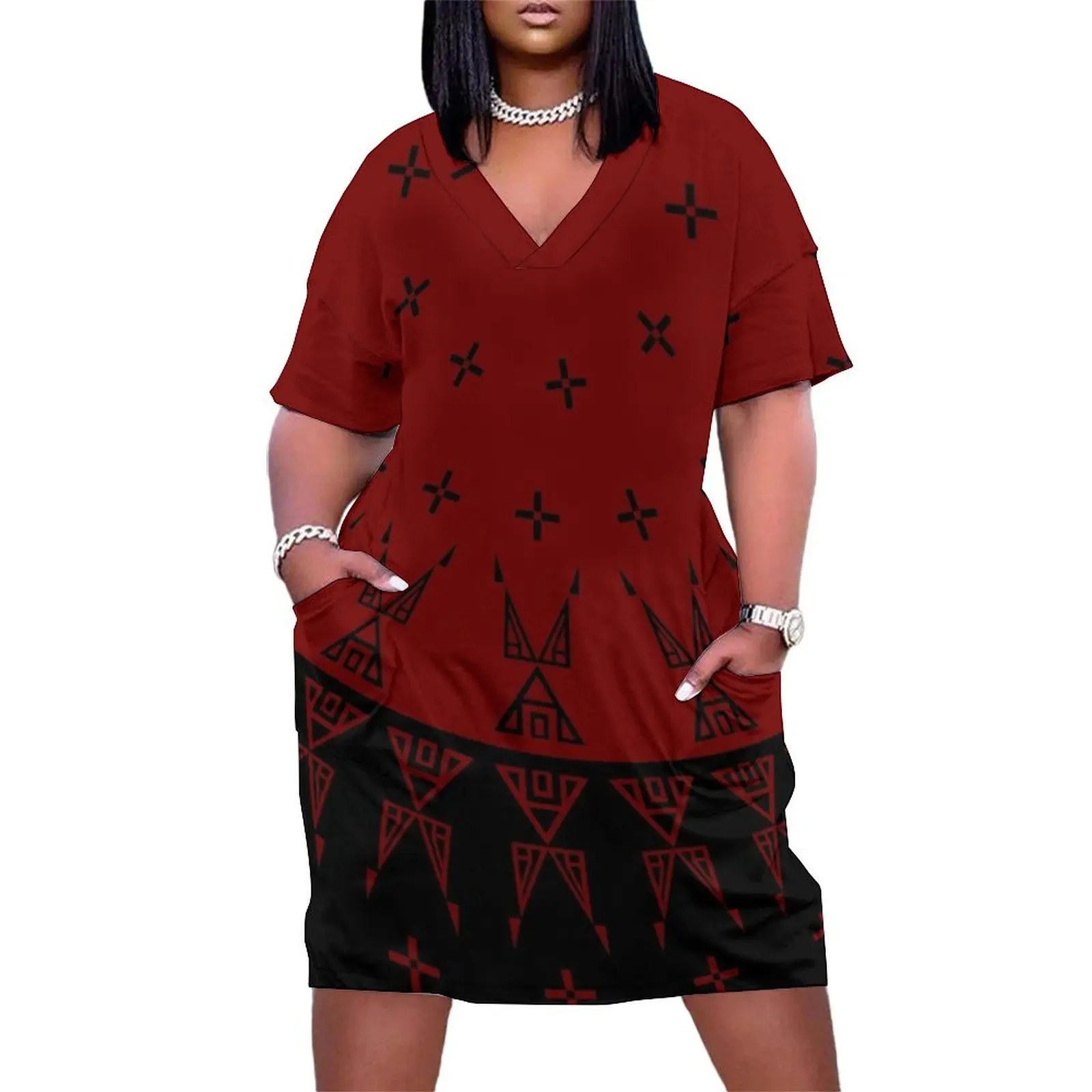 

Night Stars (Maroon) Loose Pocket Dress summer dress womens 2024 Women"s summer dresses summer clothes for women Casual dresses