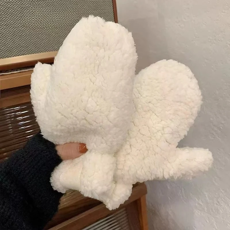 قفازات صغيرة جديدة من صوف الضأن للشتاء الدافئ للطالبات اللطيفة الذين يركبون في الشتاء مع صوف سميك للحماية من البرد #4