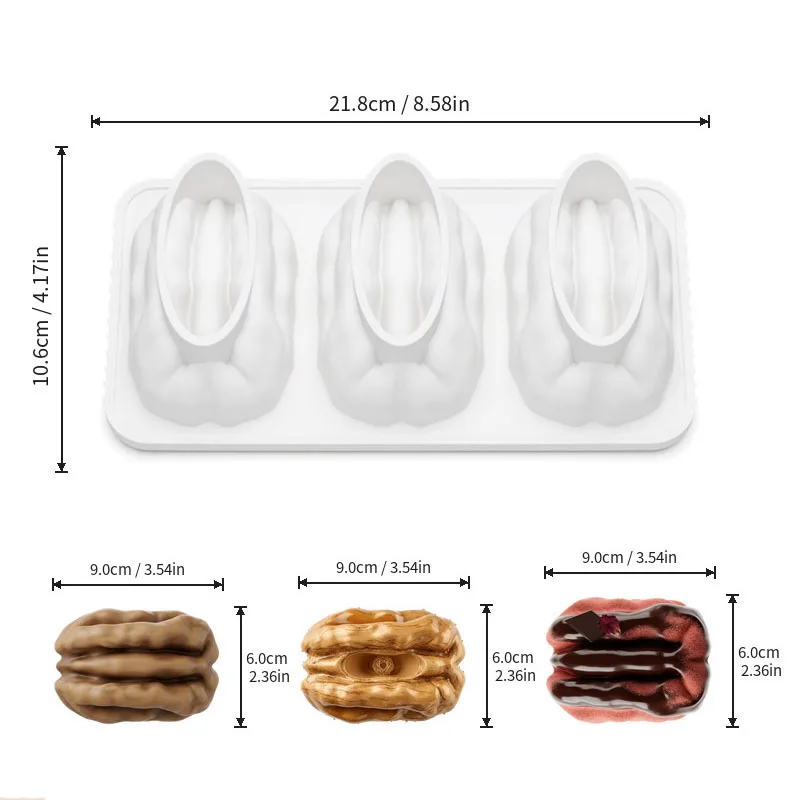 3-Cell Pecan Nuts Design Silicone Mould Walnut Simulation Dried Fruit Shape Mousse Cake Chocolate Ice Cream Candy Fondant Mold