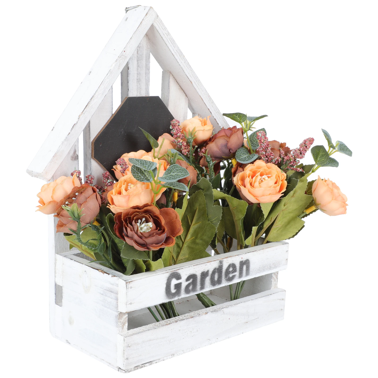 

1pc Fake Rose Wall Hanging Decor Premium Simulated Flower Pendant Indoor Garden Party Decoration Orange Home Wedding Event