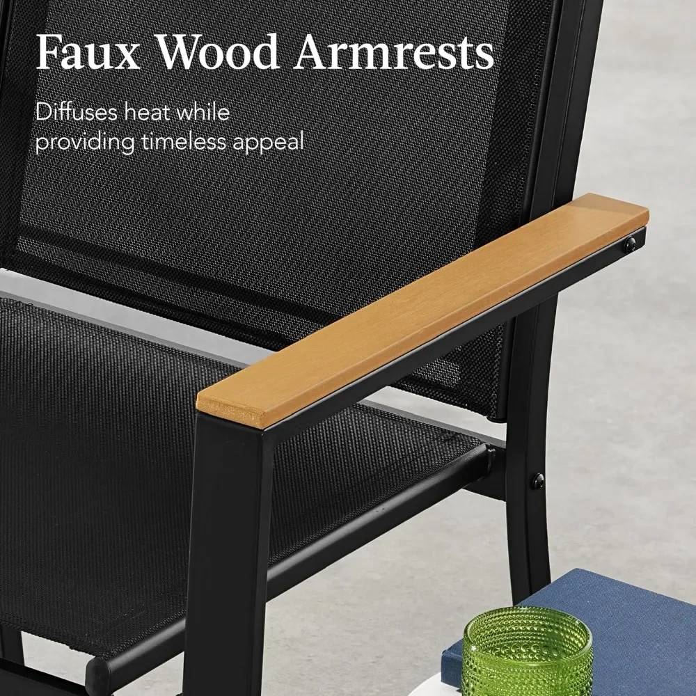 4-Piece Outdoor Textilene Patio Conversation Set, Backyard Furniture w/Loveseat, Coffee Table, Steel Frame