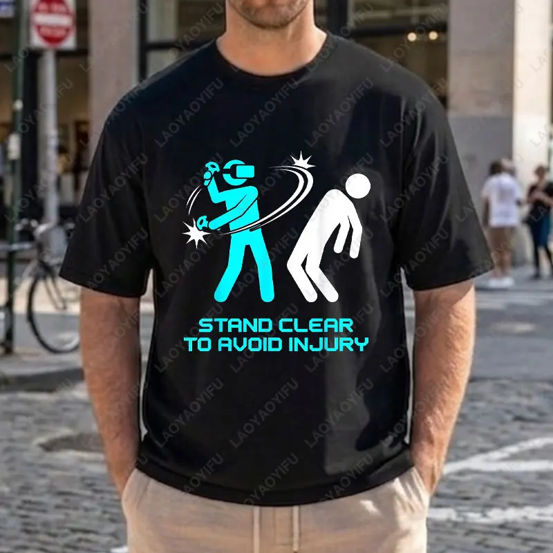 Fashion Virtual Reality VR Streetwear Graphic T Shirt Modal Short Sleeve Humor Style Casual Outdoor Sports Tshirt Men Clothing