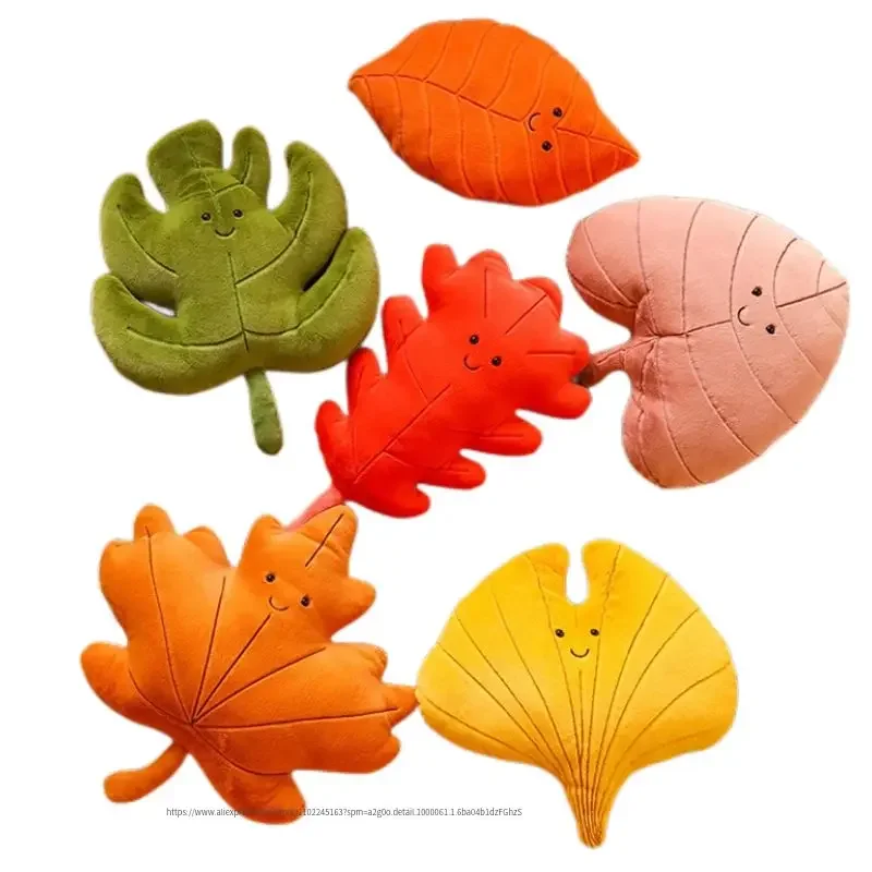 Plush Leaf Pillow Kawaii Plushie Lifelike Cushion Room Decor Stuffed Plant Toy 3d Leaves Household Sofa Pillow Cute Green Girl