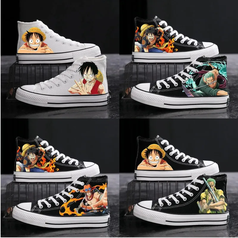 

Аниме цельный Луффи Саурон, высокие парусиновые туфли с мультяшным принтом, модные трендовые повседневные кроссовки для мужчин и женщин, подарки для пар