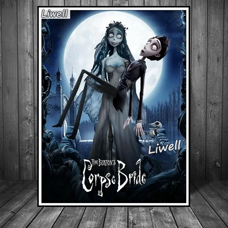 Tim Burton Sposa cadavere Film Pittura diamante Mosaico Arte Horror Teschio Matrimonio Emily Victor Foto Kit punto croce Decorazioni per la casa