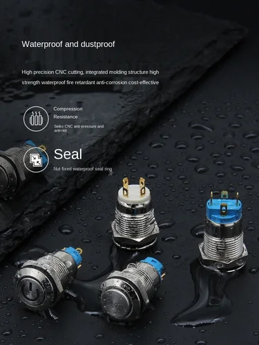 Imagen 2 del producto YZWM-Botón de Metal de reinicio, interruptor de inicio y parada con luz LED DC 5 12 24 V, botón pequeño, impermeable y a prueba de polvo, 12mm