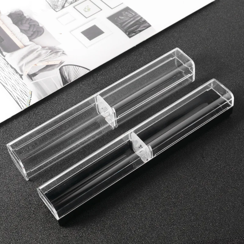 500Pcs/Lot Plastic Transparent Ballpoint Stylus Touch Metal Pen Pencil Case Boxes Empty Clear Storage For Students School