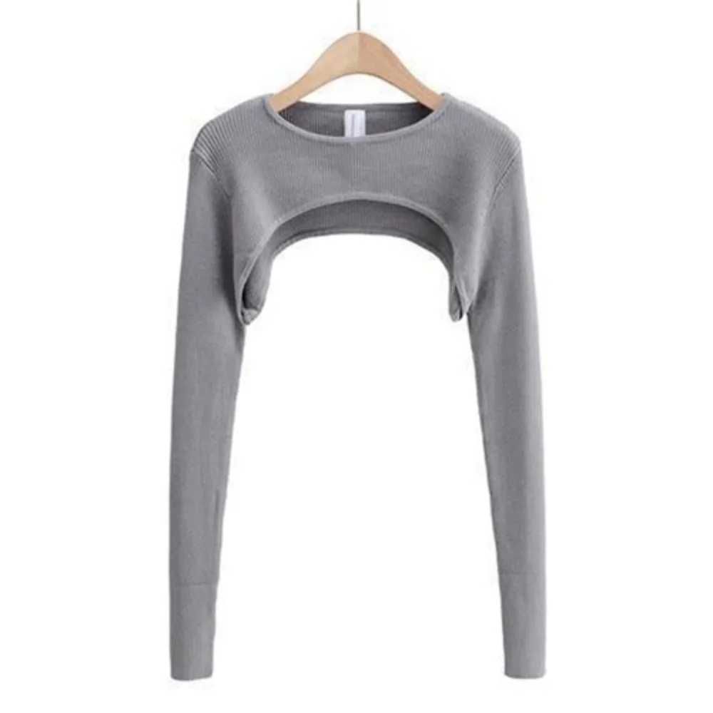 

Slim Knit Long Sleeve Crop Top Thin Harajuku Cropped Sweaters Pullovers Short Blouse Solid Color O-neck Knitted T-shirt Girls