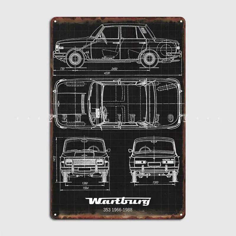 Wartburg 353 19661988 Metal Sign Wall Pub Mural Customize Plates Tin Sign Posters view 2