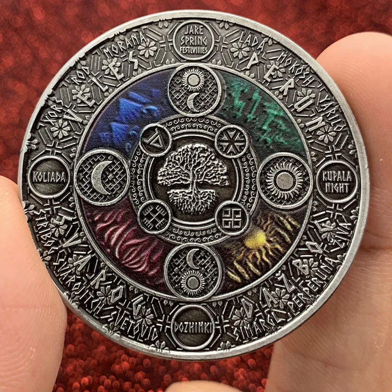 Tree of Life Array Challenge Coin Diagram Ancient Silver British Queen Elizabeth Yin Yang Sun God Nickel Commemorative Coin Gift