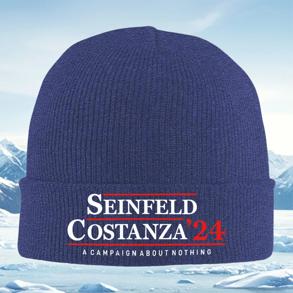 حملة سينفيلد كوستانزا عن لا شيء للرجال والنساء للجنسين قبعة محبوكة قبعة صوفية قبعة شتوية حرارية دافئة لعيد الميلاد في الهواء الطلق