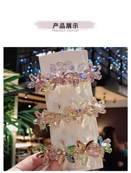 Korean version crystal flower hair clip for women, fashionable and youthful, colorful spring clip hair accessory for young girls