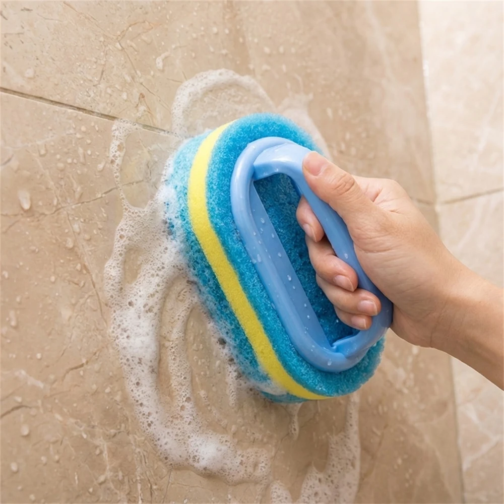 

Утолщенная губка-щетка для уборки с ручкой, для кухни и ванной, для удаления пятен с плитки, сверхпрочная, многофункциональная, для домашнего использования
