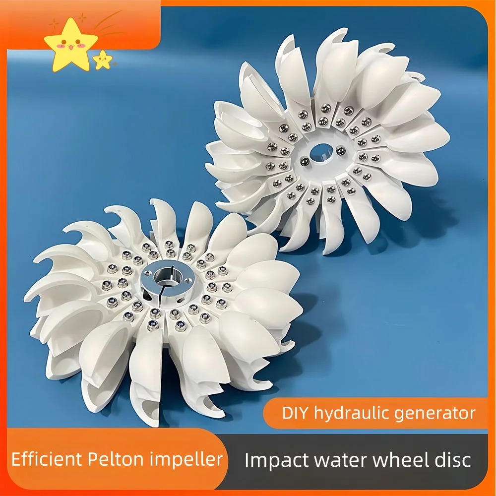 High-efficiency Pelton Impeller Impact Water Wheel Bucket Disk DIY Hydro Generator.