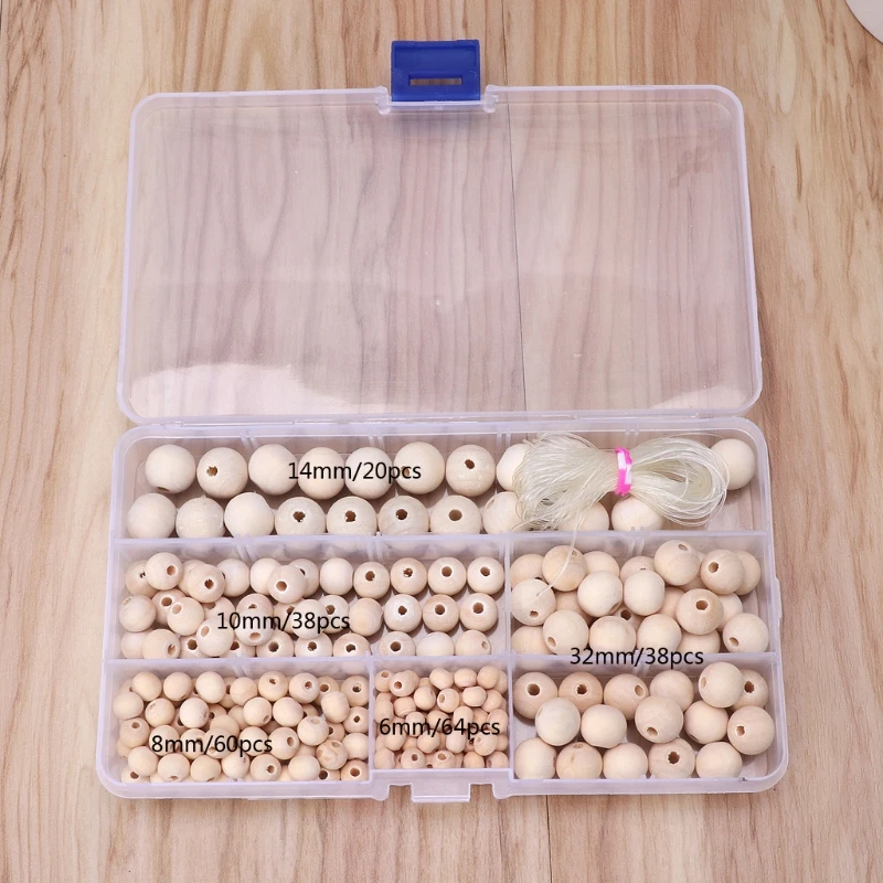 220Pcs Natural Round Loose Beads Jewelry Making Bracelet Necklace With Box