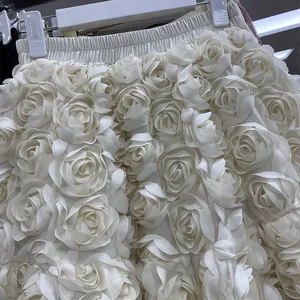 3D -weißer Blumenrock, Linie A, elastisch, hohe Taille, weiblich, französisch, schick, elegant, lange Röcke, Dropshipping 8 Hauptverkaufsrock 3D - №2