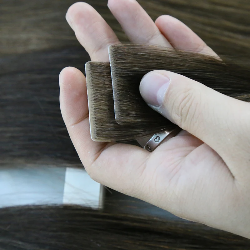 Straight PU Tape In Human Hair Extensions Natural Skin Weft Adhesive Invisible Tape Hair Brazilan Virgin Hair Extension 12\