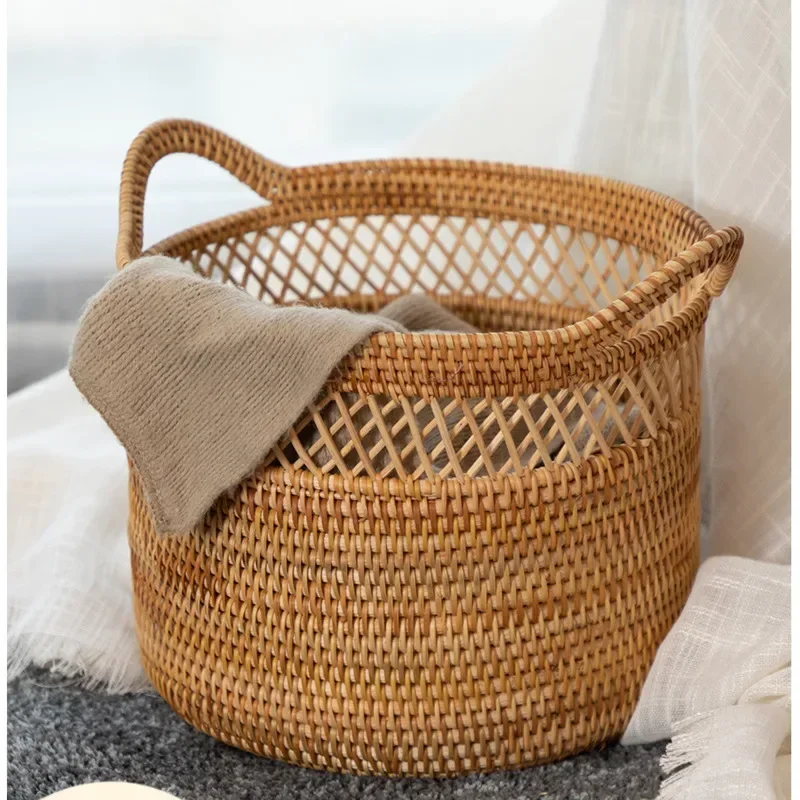 Vietnam Rattan Dirty Clothes Basket Toy Sundries Storage Basket Hollow Out Decorative Baskets Versatile Practical Storage Case