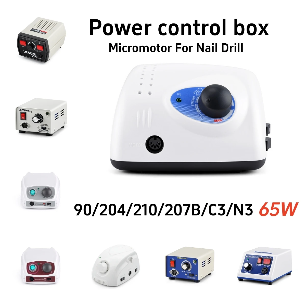 Strong 210 90 204 Marathon Champion 3 Power Control Box 65W Micromotor For Electric Handle Nail Drill Equipment with Foot switch