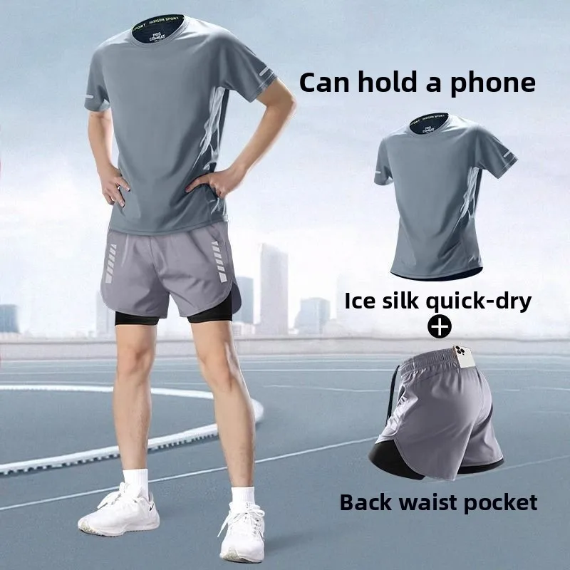 

Men's Running Sport Set Marathon Profional Summer ort Sve orts Qui Dry Training Fitn Clothes Casual Sport Set