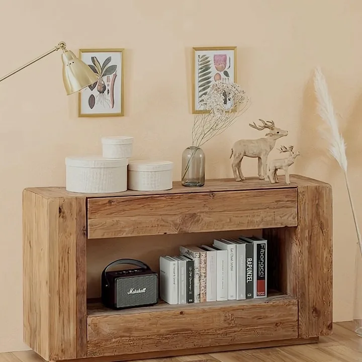 

Solid wood porch cabinet, retro homestay living room, old pine decorative cabinet, wabi sandy wind against the wall