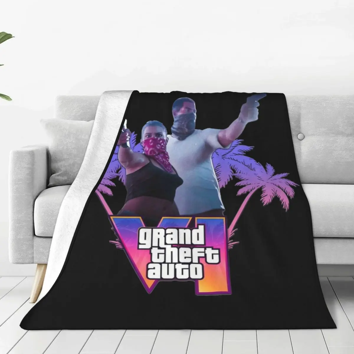 Multifunction GTA 6 Jason And Lucia Blanket Merchandise Home Decorative New Game Throw Blankets Ultra-Soft Fleece for Outdoor