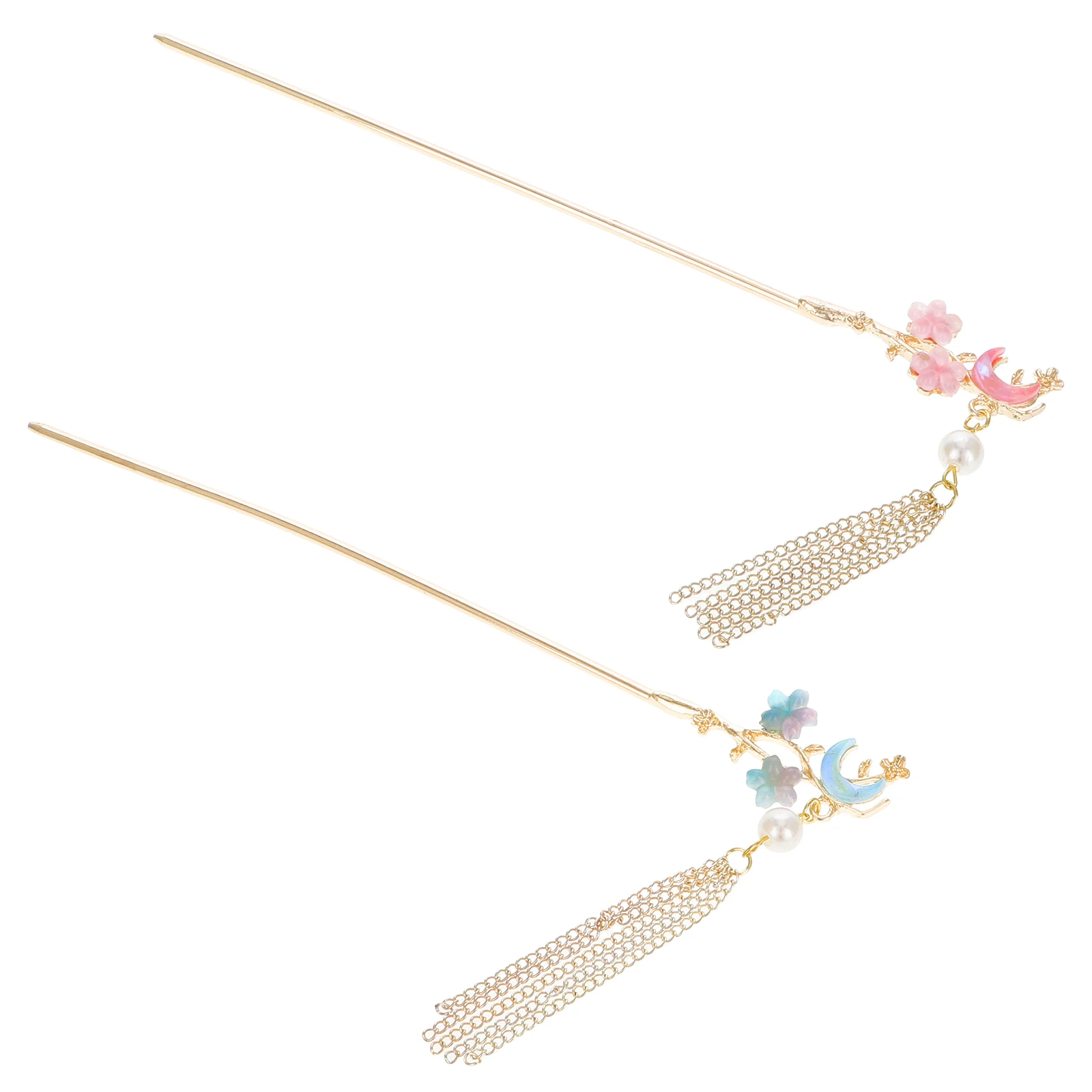 

2 Pcs Style Hairpin Headdress Tassel Decorative Metal Chinese Hair Sticks Material Chinese Hanfu Accessories Hair Sticks