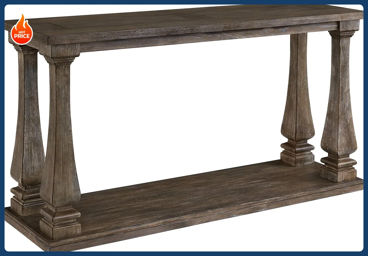 [الأسهم المحدودة! ] طاولة كونسول للأريكة العتيقة من مالاكار، باللون الرمادي