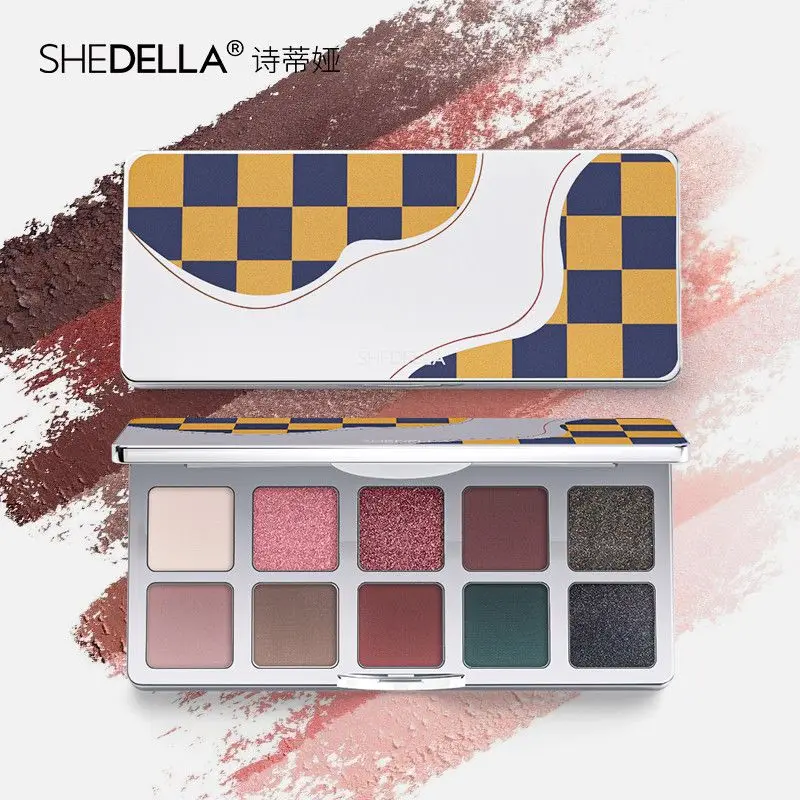 SHEDELLA Chessboard Ten-Color Eyeshadow Palette - Colorful Makeup, Smoky Matte, Affordable For Students, Matte And Shimmering