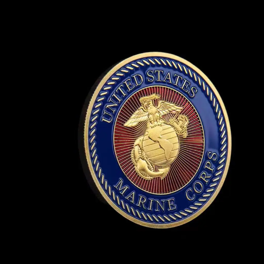 United States Marine Corps Challenge Coin USMC Force Recon Skull Pattern Commemorative Coin Golden Plated Souvenirs and Gifts