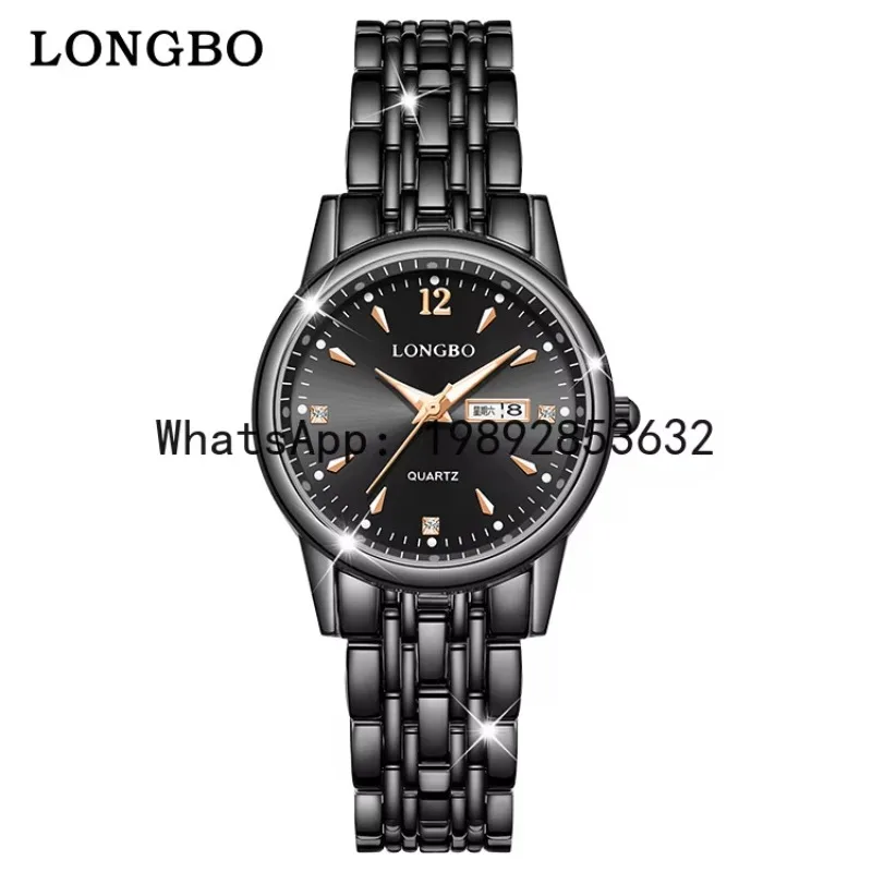 

XL steel belt women's watch casual double calendar quartz women's watch