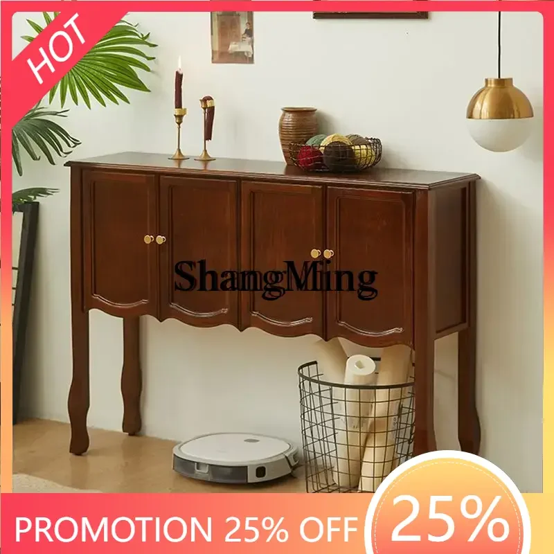 

SM wood entrance living room entrance foyer aisle decorative retro dining side cabinet against the wall long table