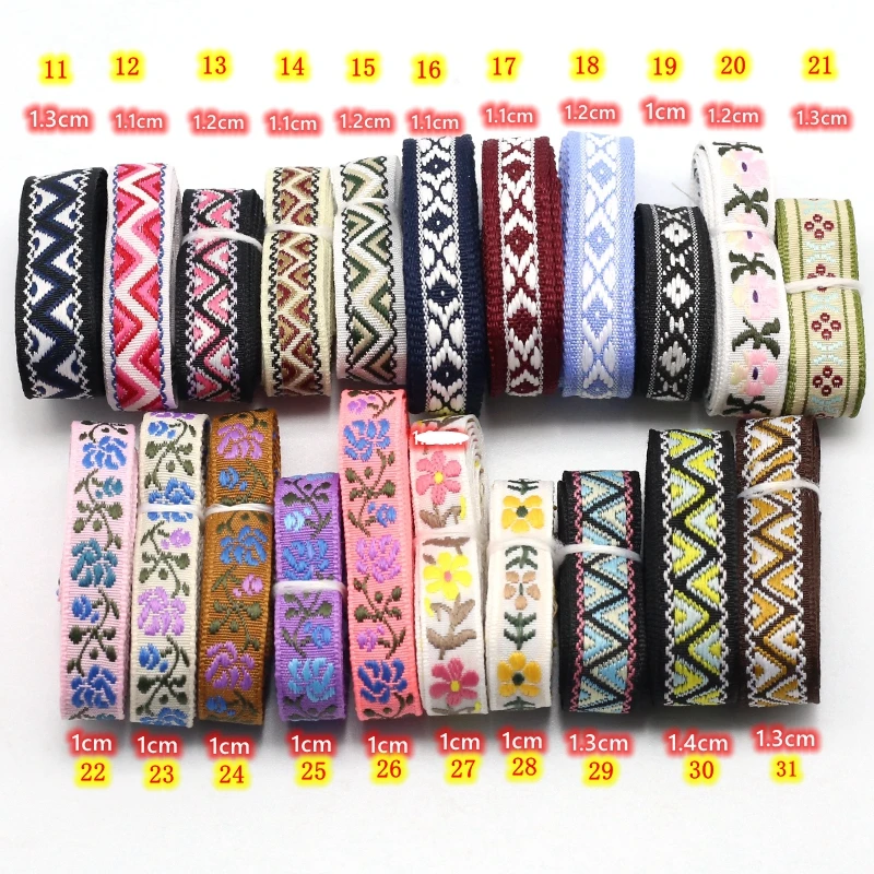 1 cm (2M) Fashion Ethnic Jacquard Webbing Bag Shoulder Strap Waistband Ribbon DIY Textile Garment Decorative Sewing Accessorie