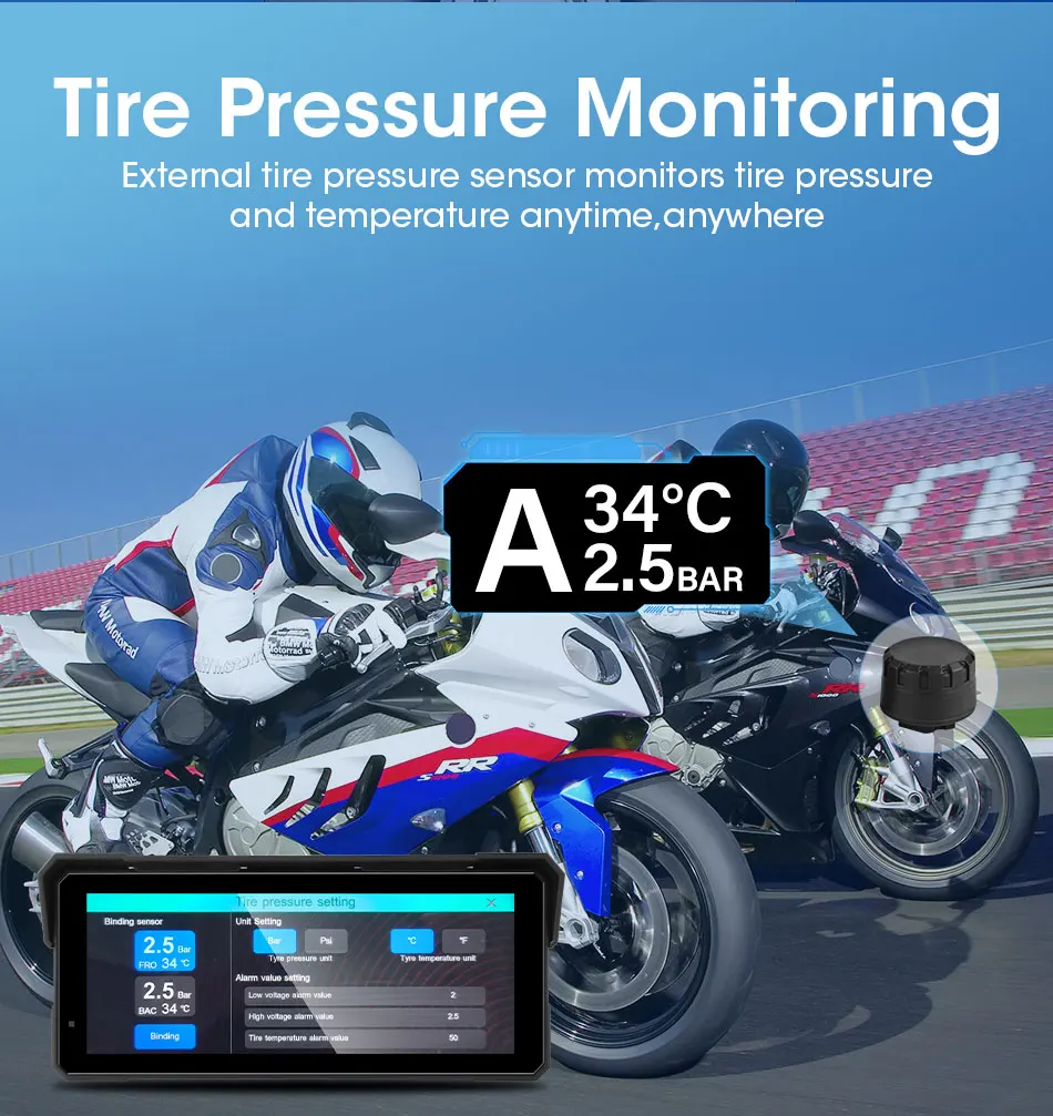 Srnubi 8,1 Zoll Motorrad DVR Navigation GPS Wireless Carplay Moto Android Auto IP67 Wasserdichter Monitor Motorradhelm Kamera – Detail 7