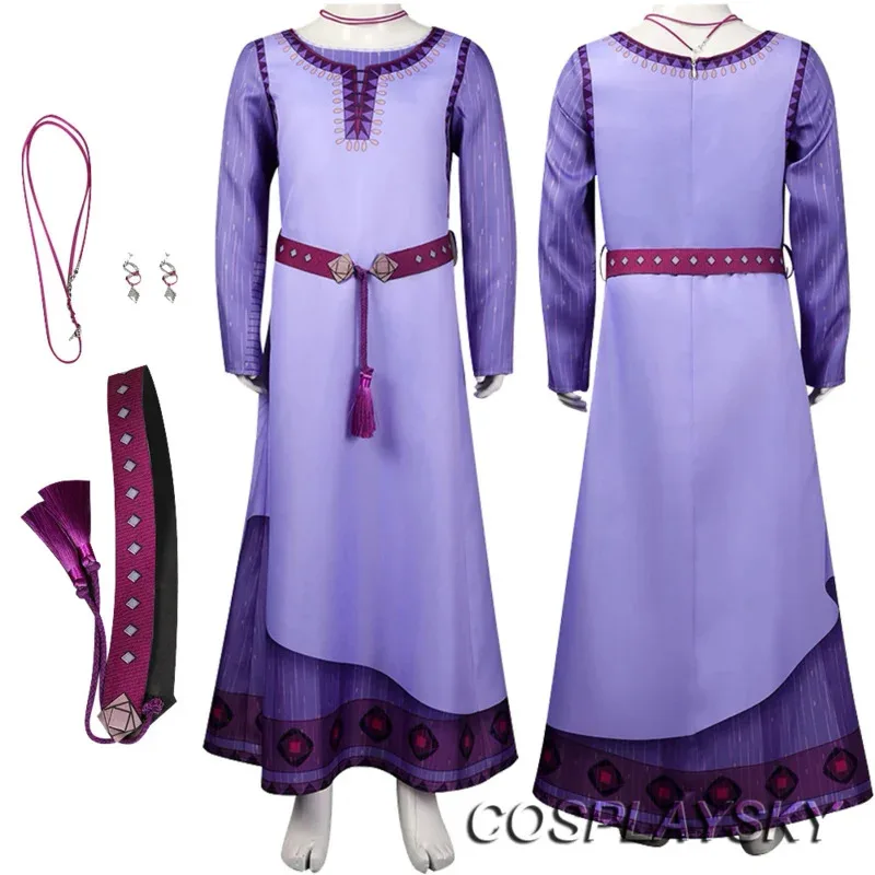 

Asha Cosplay Kids Girls Fantasy Cartoon Movie Princess Costume Disguise Child Cosplay Roleplay Fantasia Outfits Halloween