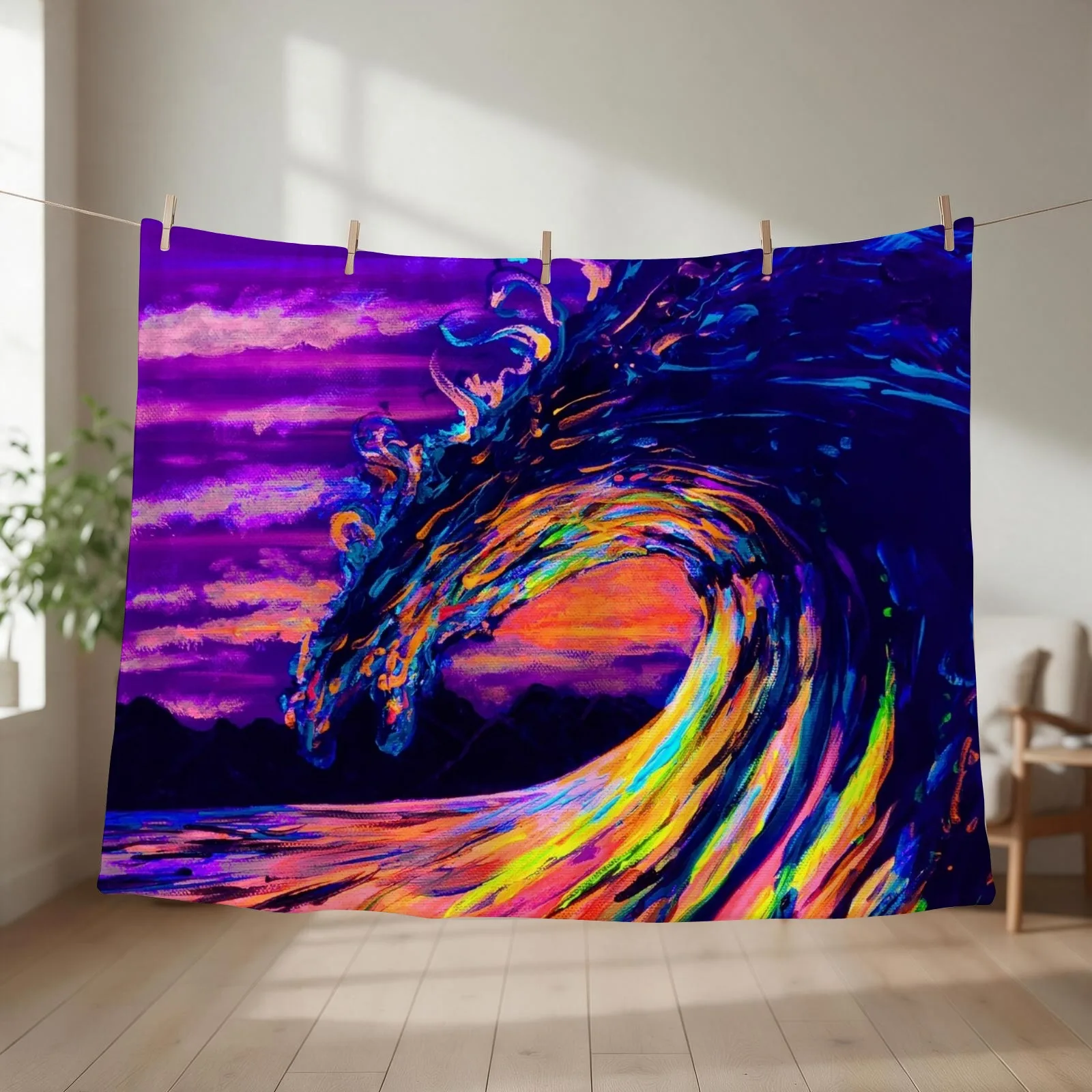 Let the waves hold you Throw Blanket couch cozy soft plush fuzzy picnic outdoor blanket