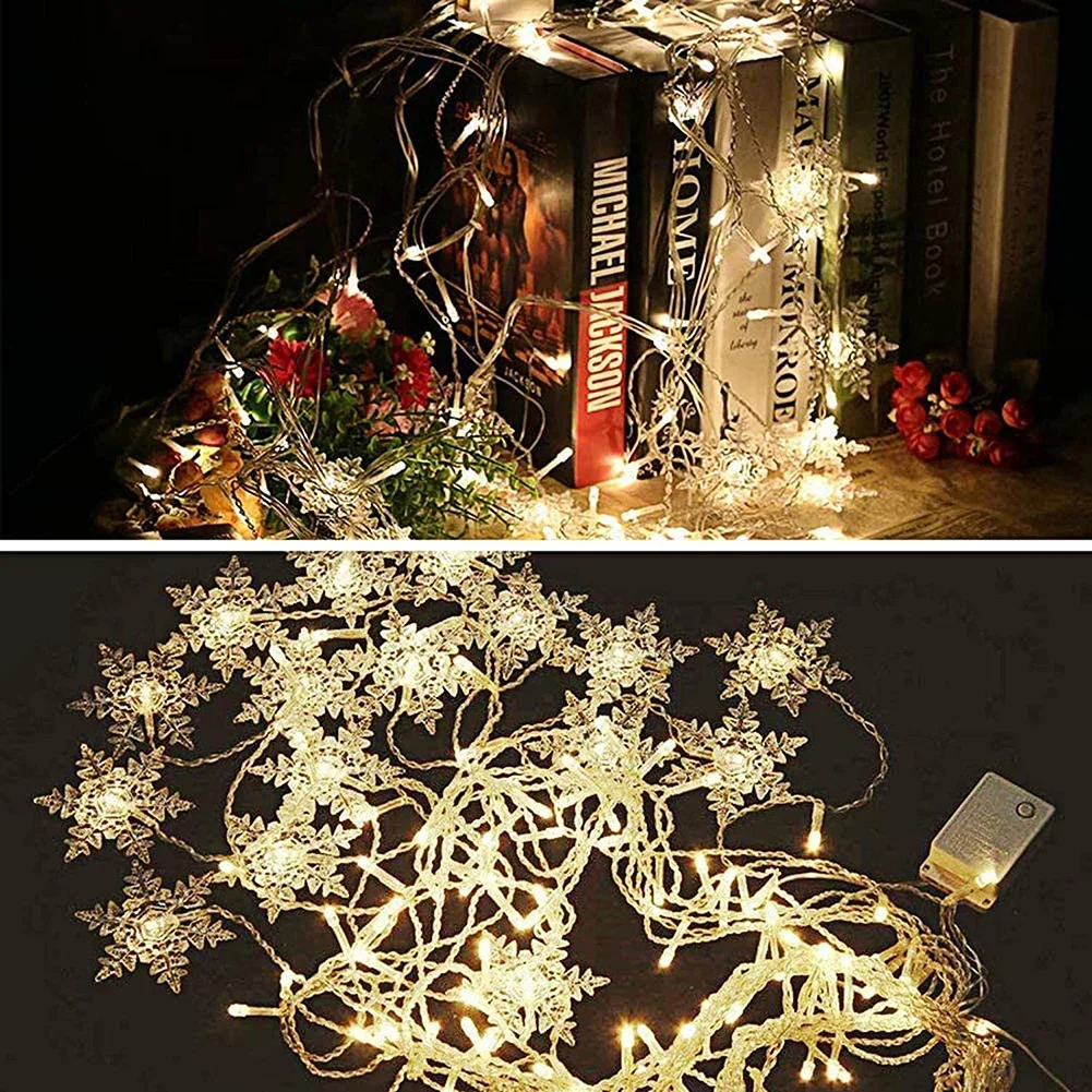 LED Snowflake Icicle Lamp Fairy Curtain String Lights - Christmas New Year Lighting - Waterproof Outdoor Home Wedding Decor