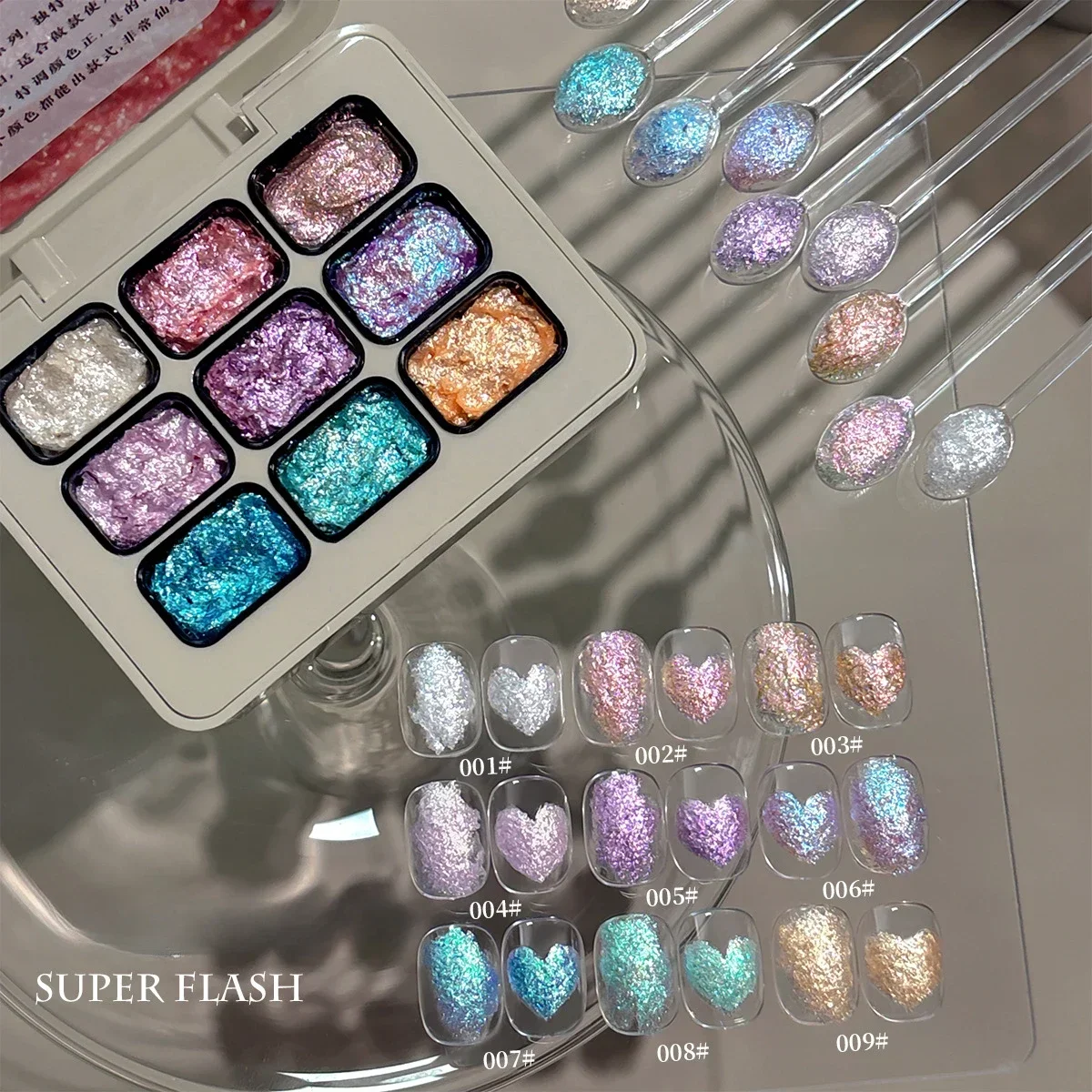 9Grids Fairy Powder Cream Nail Solid Pigment Crystal Opal Rubbing Dust Aurora Chrome Glitter Paste Charm Japanese Manicure Flash